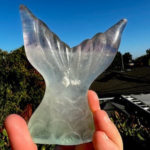 Green Purple Fluorite Mermaid Tail Carving